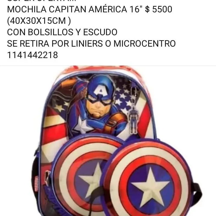 Mochila capitan américa