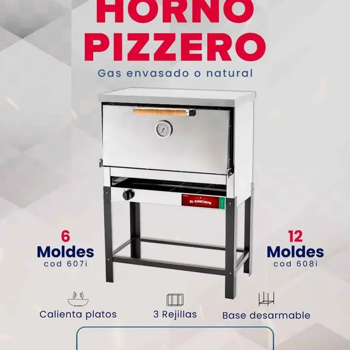 Horno Pizzero Sol Real 6 Moldes G/N