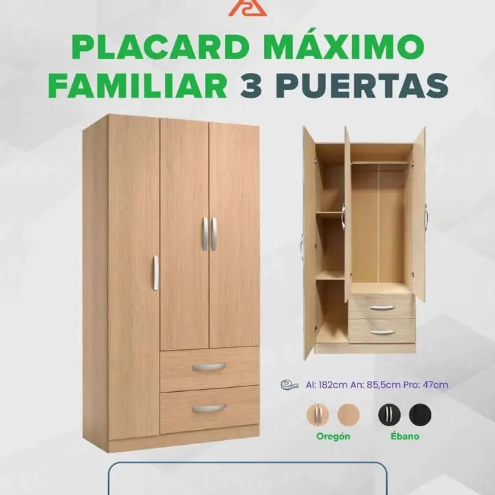 Placard Máximo Familiar 3 Puertas (Oregon) y (Ébano)