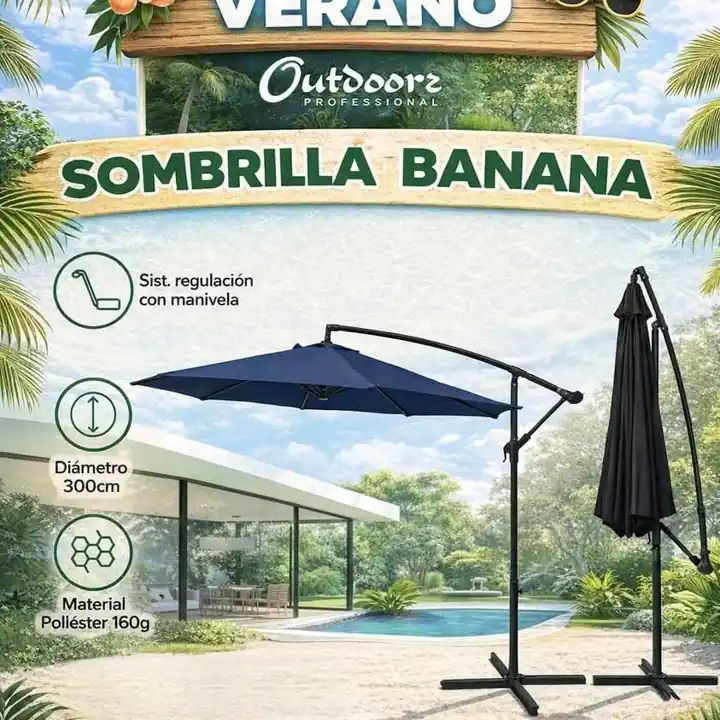 Sombrilla banana lisa 3 mts