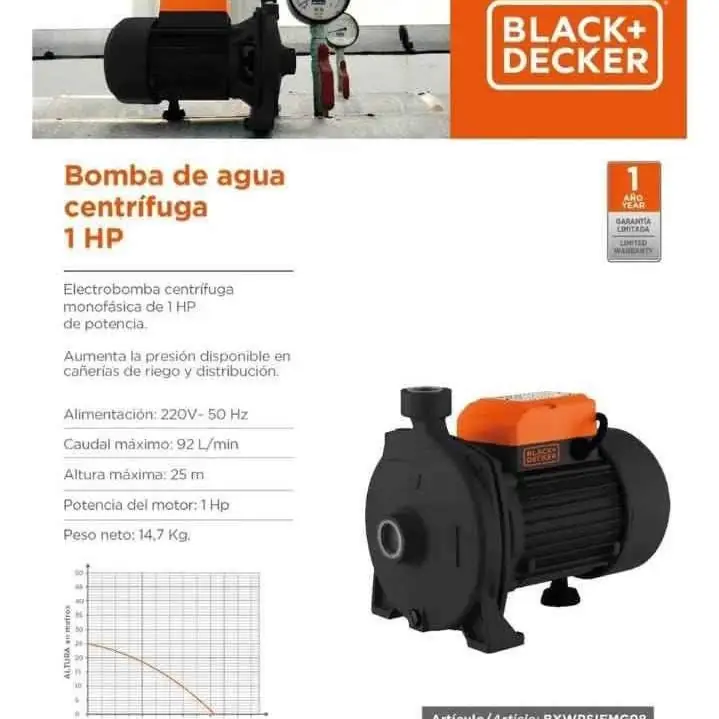 Bomba centrifuga 1 HP Black+Decker