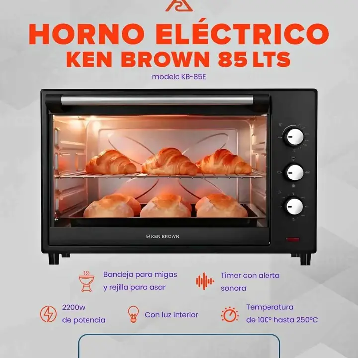 Horno Eléctrico ken brown 85 Litros S/Anafe Negro 2200W