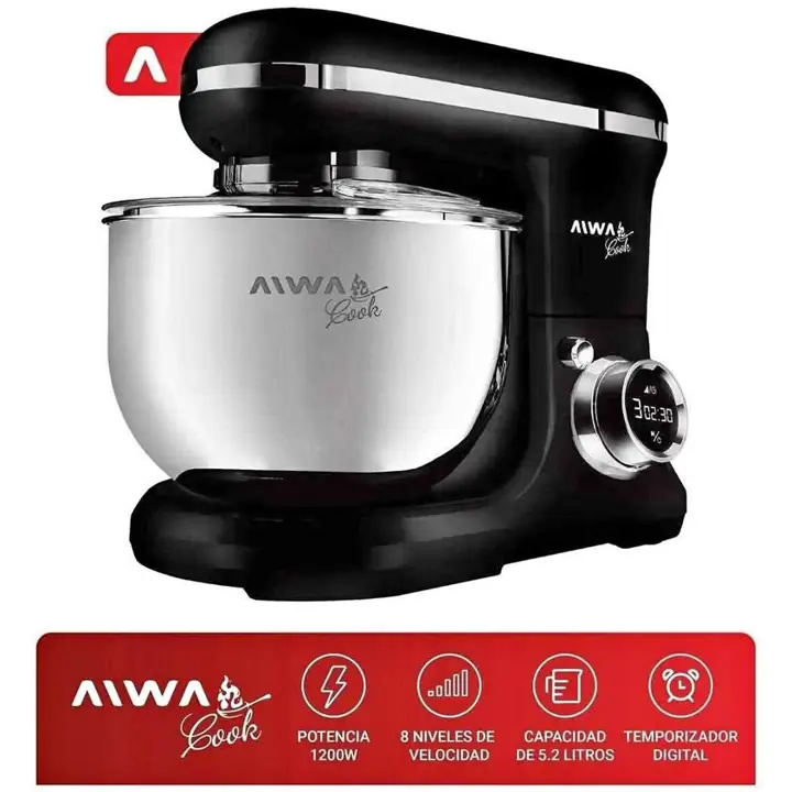 Batidora de pie aiwa 5.2L 1200W negra