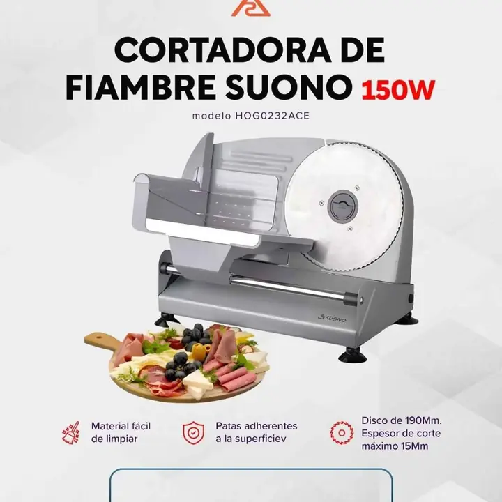 Cortadora de Fiambre Suono Gris Metálica 150W