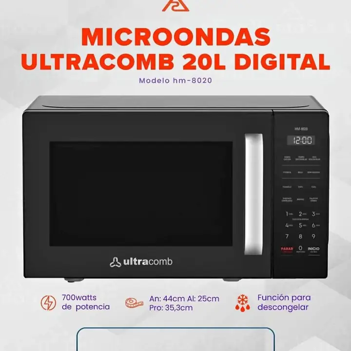 Microondas Ultracomb 20L Táctil Negro