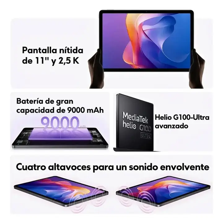 Tablet Xiaomi Redmi Pad 2 - 11” | 256GB / 4GB | Gray Potencia, Almacenamiento y pantalla inmersiva