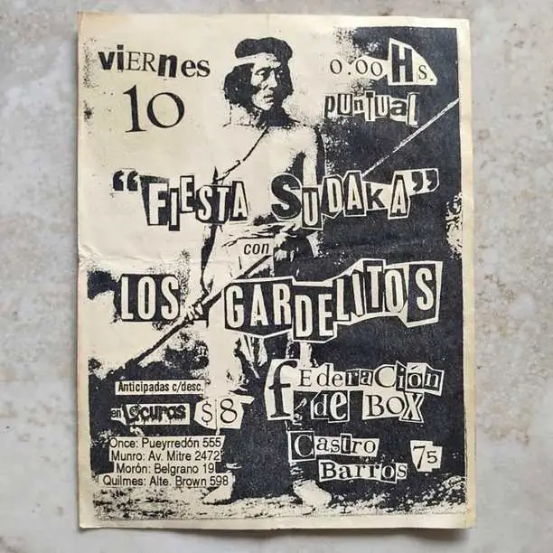 Los Gardelitos - Disco Fiesta Sudaka - Federación de Box 10/12/1999 - Flyer Volante