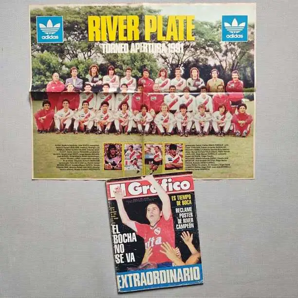 Revista el Gráfico N° 3768 - Tapa Bochini Ramón Díaz / Poster River 54 x 42 cm - Año 1991 - Fútbol