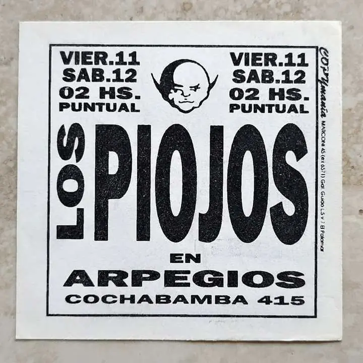 Los piojos - Arpegios año 1995 - Flyer Volante