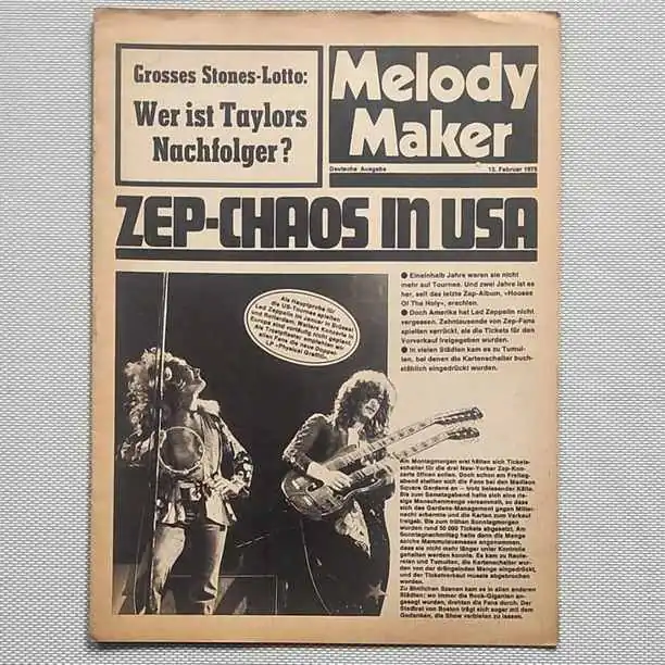 Melody Maker -Febrero 1975 - Edición alemana - Led Zeppelin Rolling Stones