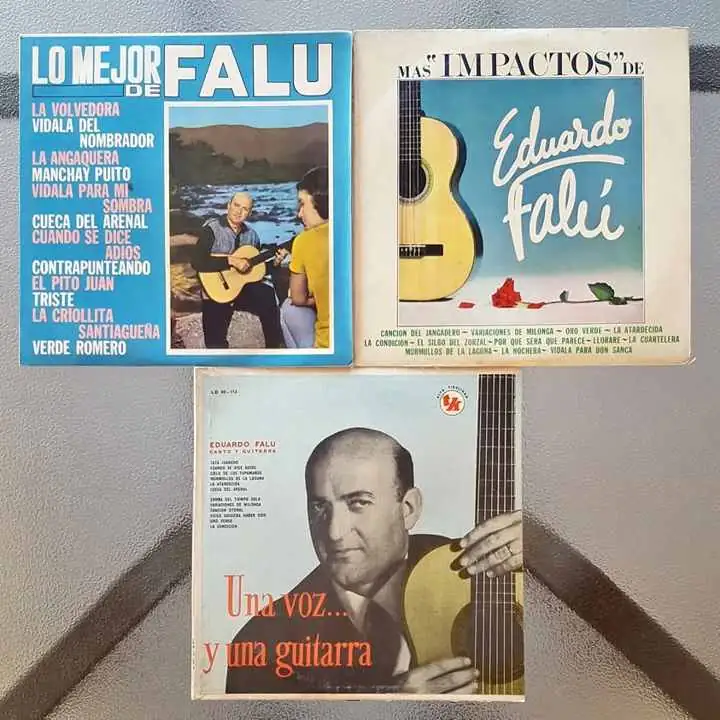 3 Discos Eduardo Falú - Una voz y una guitarra Lo mejor Más impactos - Disco Vinilo