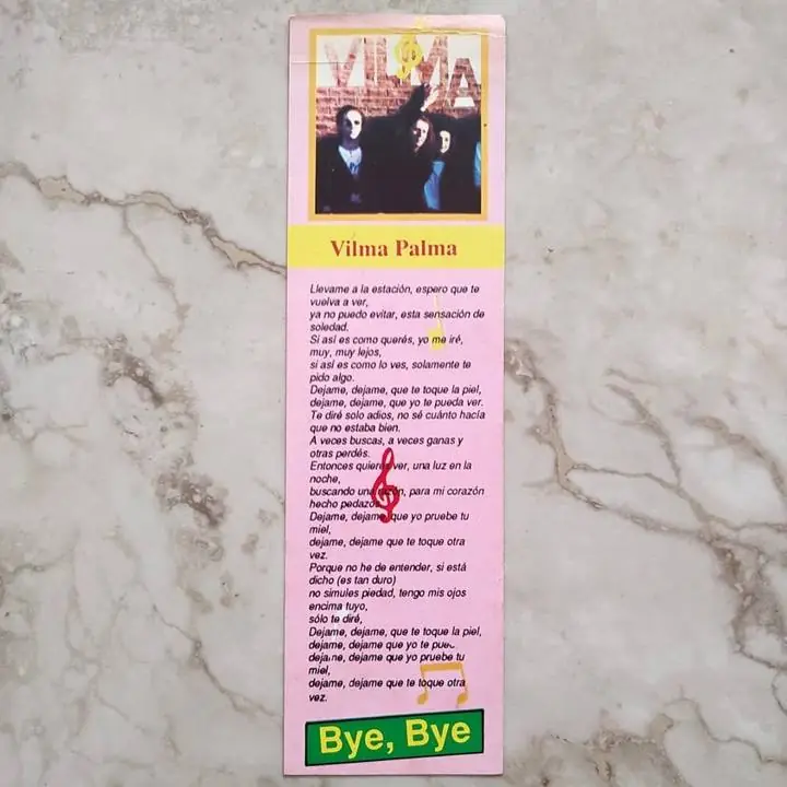 Vilma palma e vampiros - Letra canción Bye Bye - 21 x 6 cm