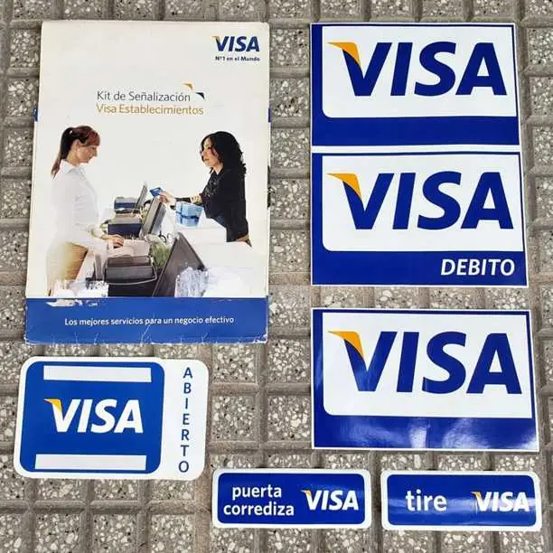 Calco sticker tarjeta crédito VISA - Vidriera comercio