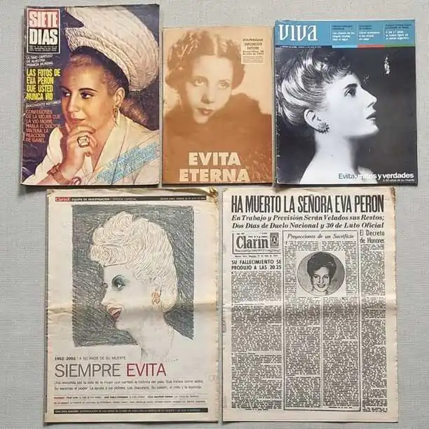 Eva Perón - Combo Diario Clarín Crónica Revista Siete Días