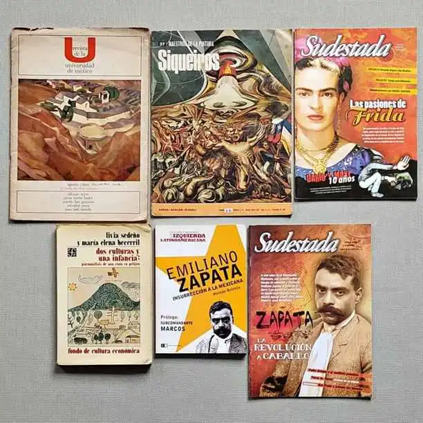 Combo México - 2 libros / 4 revistas - Emiliano Zapata / Frida Kahlo / David Alfaro Siqueiros