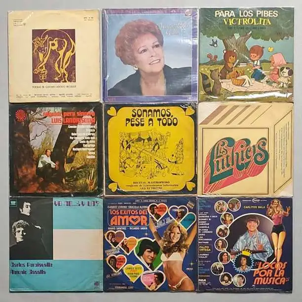 Combo x 9 disco vinilo - Bécquer / Rosa Gallo / Escariz / Landriscina / Les Luthiers / Gasalla