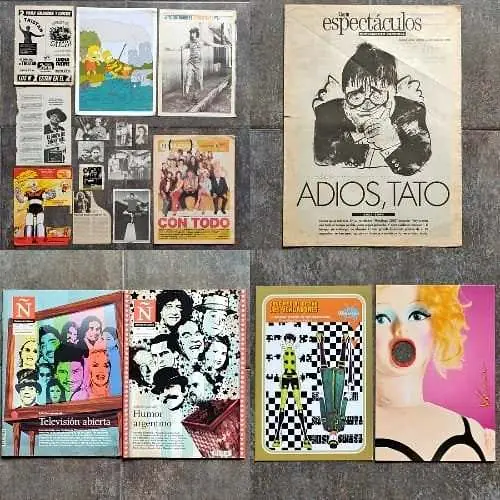 Combo Televisión Argentina Tato Bores - 2 Postales - 4 Publicaciones - Clipping
