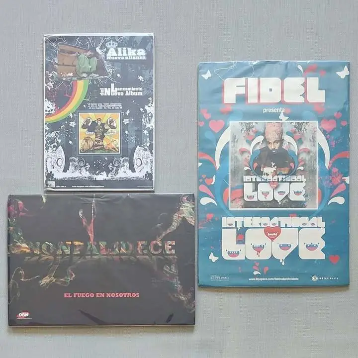 Combo x 3 poster disquería reggae argentino - Alika Nonpalidece Fidel Nadal - Afiche Lámina