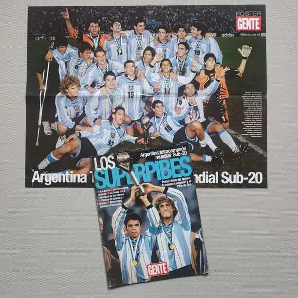 Revista Gente - Posters Selección Argentina Sub 20 / Javier Saviola 55 x 42 cm - Año 2001 - Fútbol