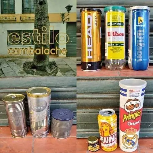 Combo x 7 Latas - Brahma Joaqui Perfume Gaultier Pringles Real Madrid Head Nido Wilson