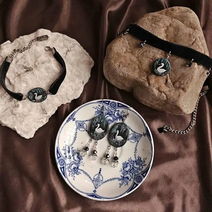 Set de la Noche - choker, aros y pulsera