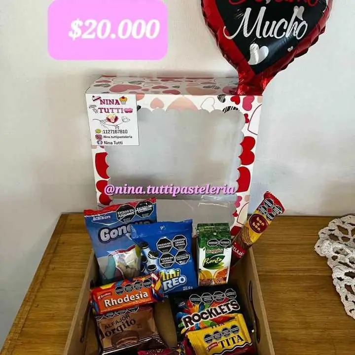 Box golosinas globo día de los enamorados