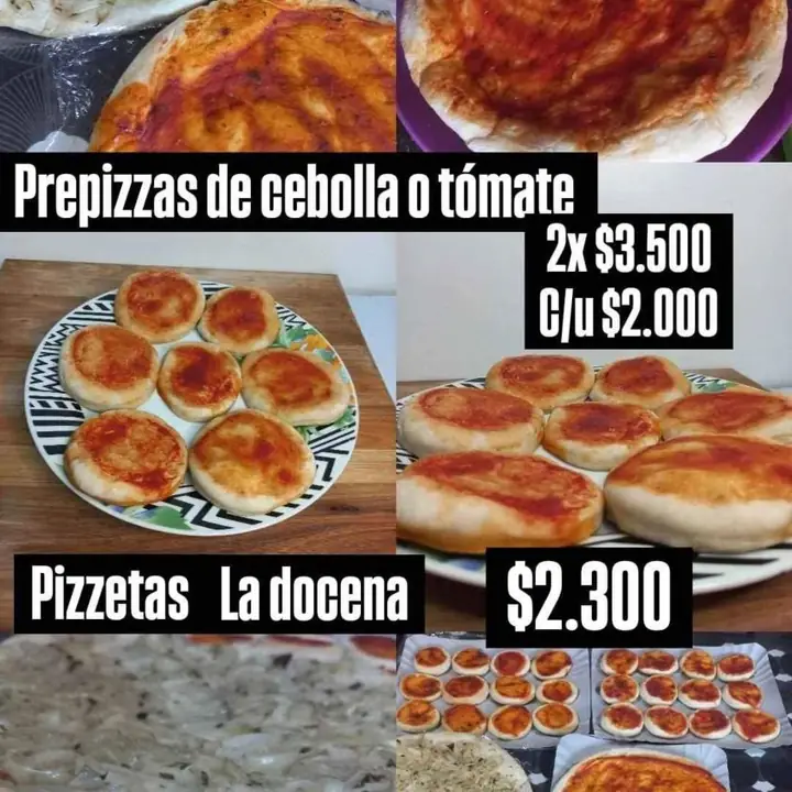 Prepizzas de cebolla, tómate,pizzetas