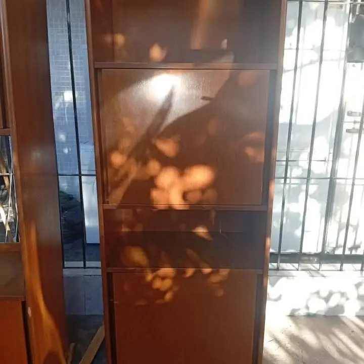 Mueble de living madera pesada con luz