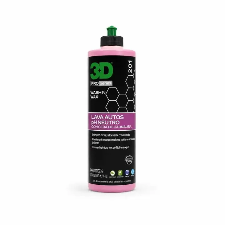 3D wash N wax | shampoo concentrado con cera - 473ml
