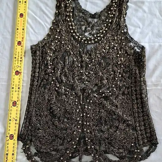 Musculoso encaje y brillo fiesta talle s/m. Elastiza