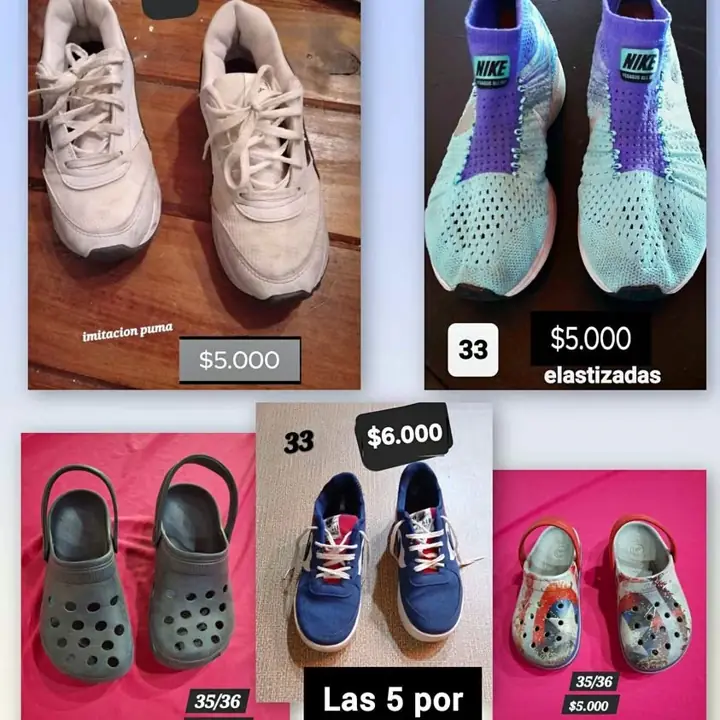 Lote calzado 33 a 36. 5 pares por $15.000. Pedi mas fotos