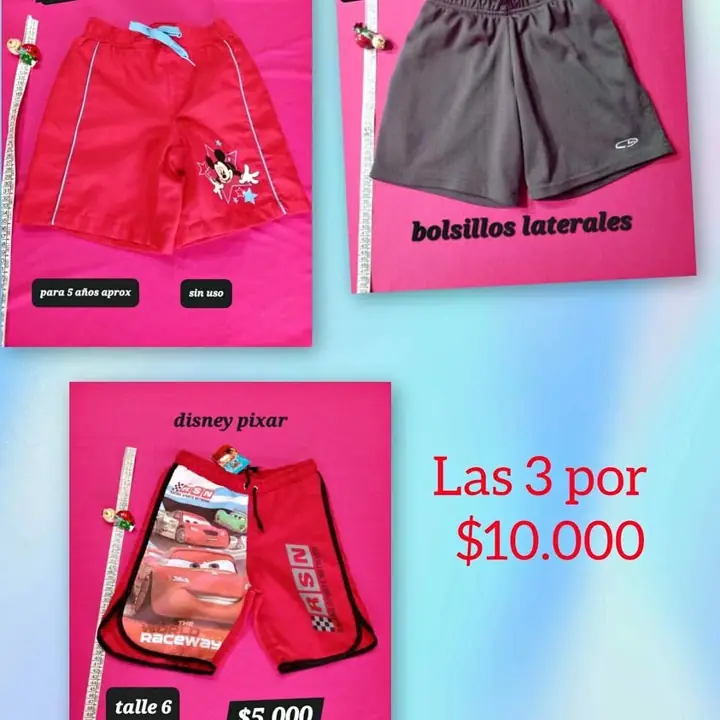 LOTE short talle 6 niño los 3 por $10.000