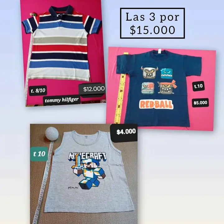 Mini LOTE 3 remeras talle 10 NIÑO por $15.000