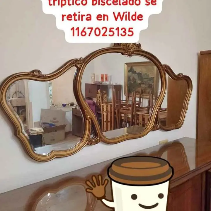 Se va hermosa espejo francés tríptico biscelado de diseño se retura por Wilde
