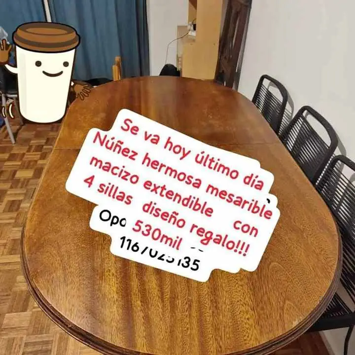 Se va huy hermosa mesa extendible 2.10m roble macizo ci lon 4 sillas diseño regalo