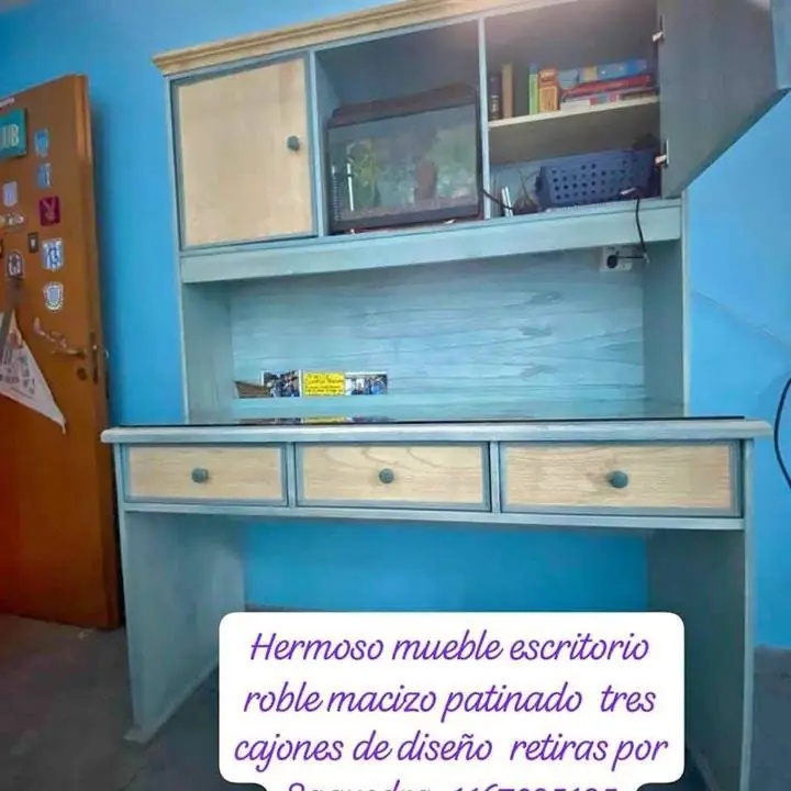 Se va hoy últimos días venta hermoso escritorio mueble roble macizo patinado caba