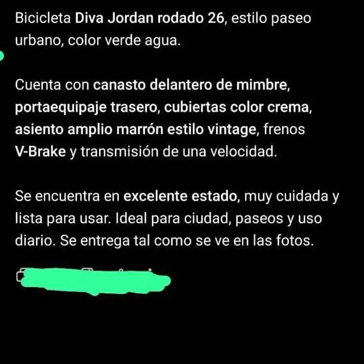 Bicicleta dama diva Jordan rodado 26 hermosa!