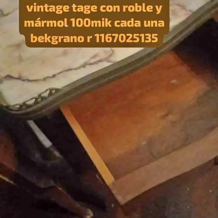 Se va n hermosas mesitas vi tage de diseño en mármol roble y detalles bronce retiras en bekgrano r