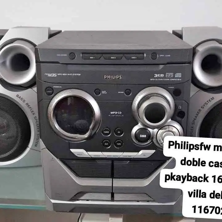 Se va hoy hermoso minicomponente retro Philips tres dv dos caseetes pkay back y MP3 cqba