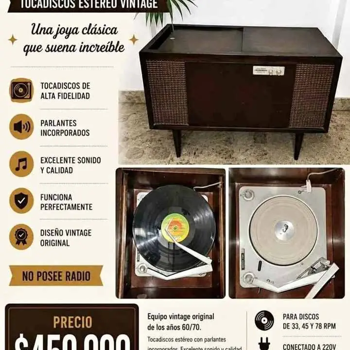 Impecable mueble tocadiscos vintage Saavedra consultas whatt publicado descripción