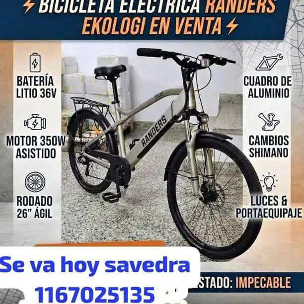 Se va huy hermosa bici eléctrica ekono impecable retiras en Saavedra