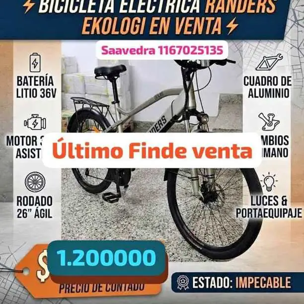 Se va huy último día ve ta Saavedra hermosa bici eléctrica Randers ekono todo impecable info fotos