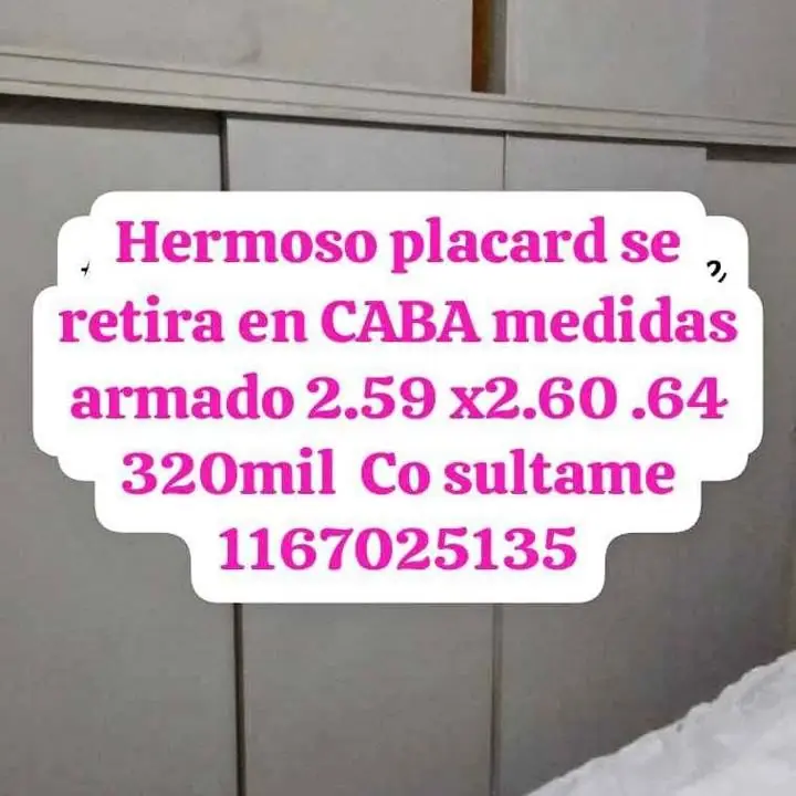 Se ve de hermoso placard se retira en CABA detalles de medidas en foto