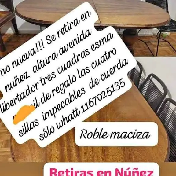 Se va hoy Núñez hermosa mesa roble macizo Co. 4 sillas diseño regalo