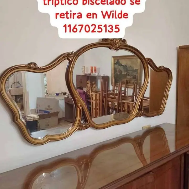 Se va huy Wilde hermoso espejo biscejado francés tríptico se retira por Wilde