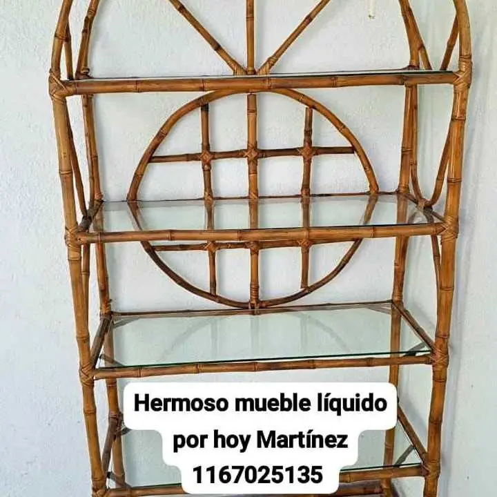 Líquido hoy hermoso mueble bambú con estantes vidrio