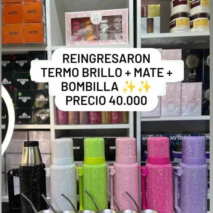 Termo brillo + mate + bombilla