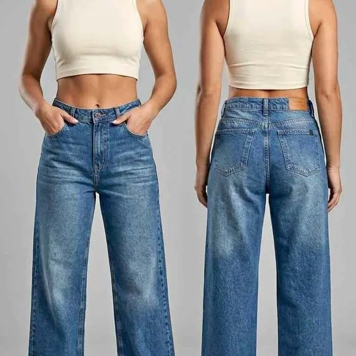 Wid leg tiro alto rígido marca wanama talle 38