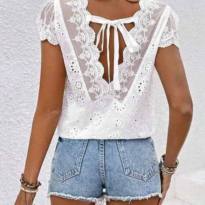 Musculosa de broderi con encaje talle 2 al 5