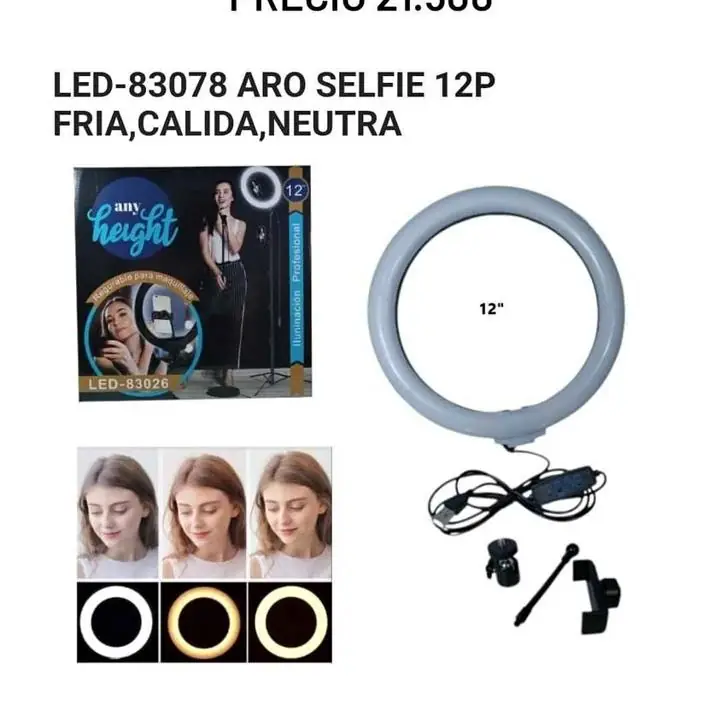 Aro de luz 12" de 30 cm + tripode